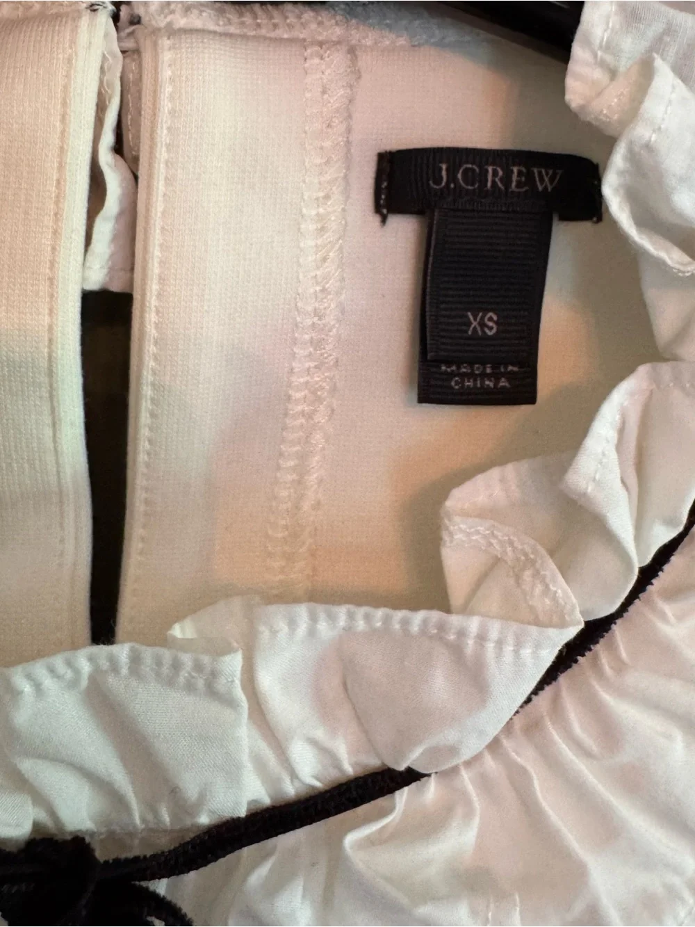 J. Crew White Ruffle Tie-Neck Sleeveless Top in Ponte EUC